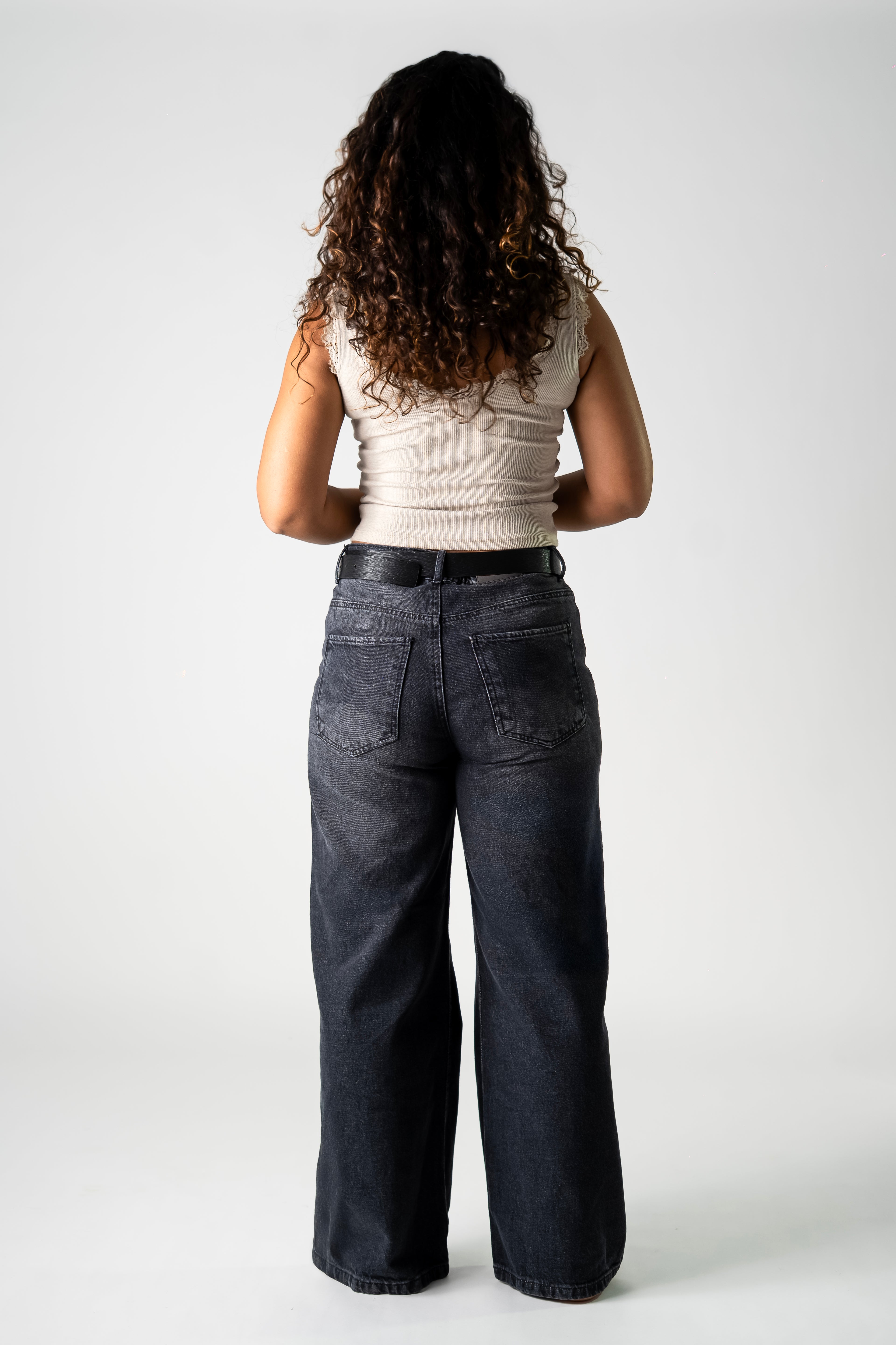 Distressed wide leg jeans