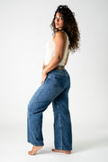 Distressed wide leg jeans