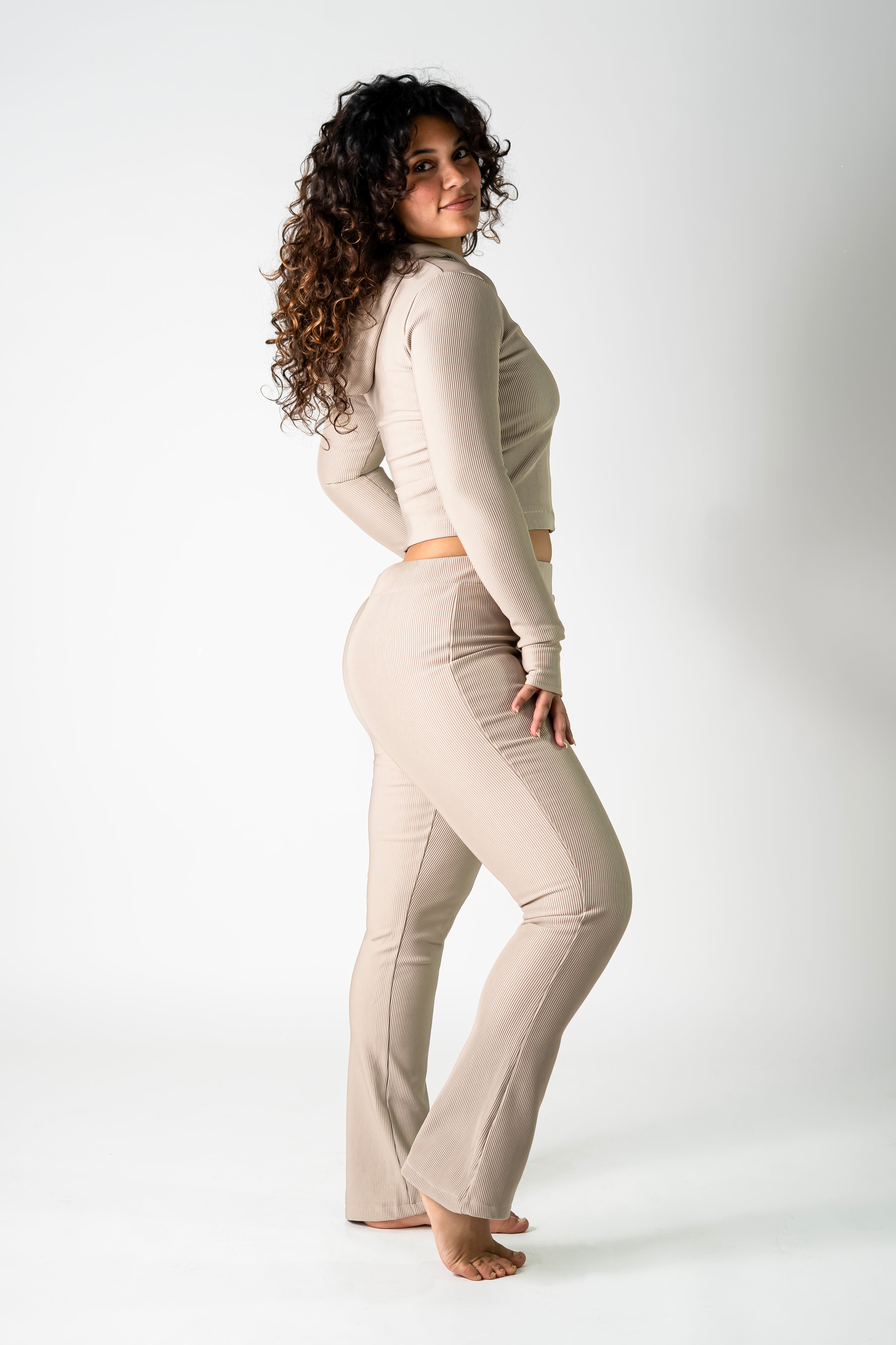 Ribbed Knit Flare Pants